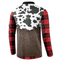 Cowboy Vest Costume Button Sweatshirt Black Red Plaid Pattern - Wonder Print Shop