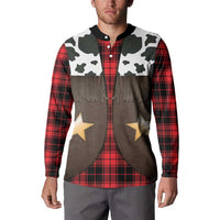 Cowboy Vest Costume Button Sweatshirt Black Red Plaid Pattern - Wonder Print Shop