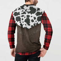 Cowboy Vest Costume Button Sweatshirt Black Red Plaid Pattern - Wonder Print Shop