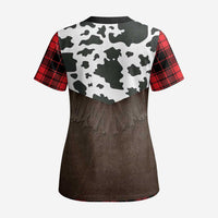 Cowboy Vest Costume Scrub Top Black Red Plaid Pattern - Wonder Print Shop