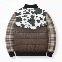 Cowboy Vest Costume Bomber Puffer Jacket Brown Beige Plaid Pattern - Wonder Print Shop