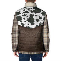 Cowboy Vest Costume Padded Jacket Brown Beige Plaid Pattern - Wonder Print Shop