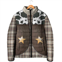Cowboy Vest Costume Padded Jacket Brown Beige Plaid Pattern - Wonder Print Shop