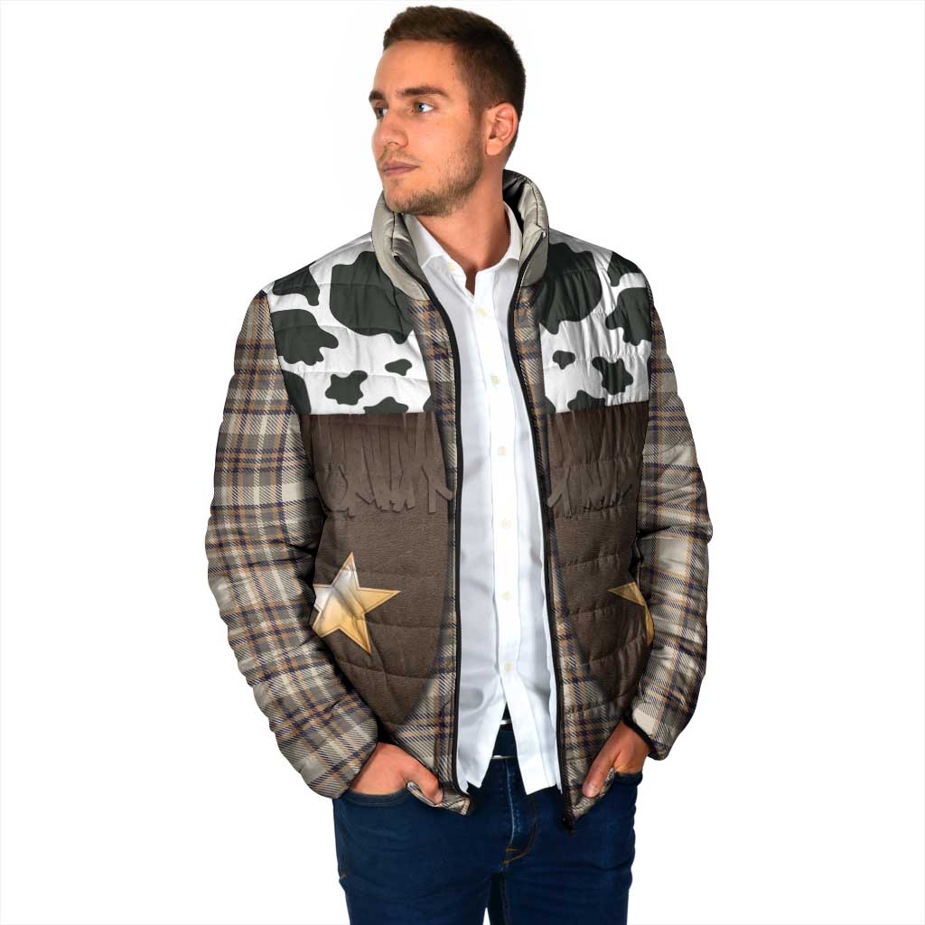 Cowboy Vest Costume Padded Jacket Brown Beige Plaid Pattern - Wonder Print Shop