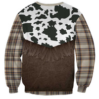 Cowboy Vest Costume Sweatshirt Brown Beige Plaid Pattern - Wonder Print Shop