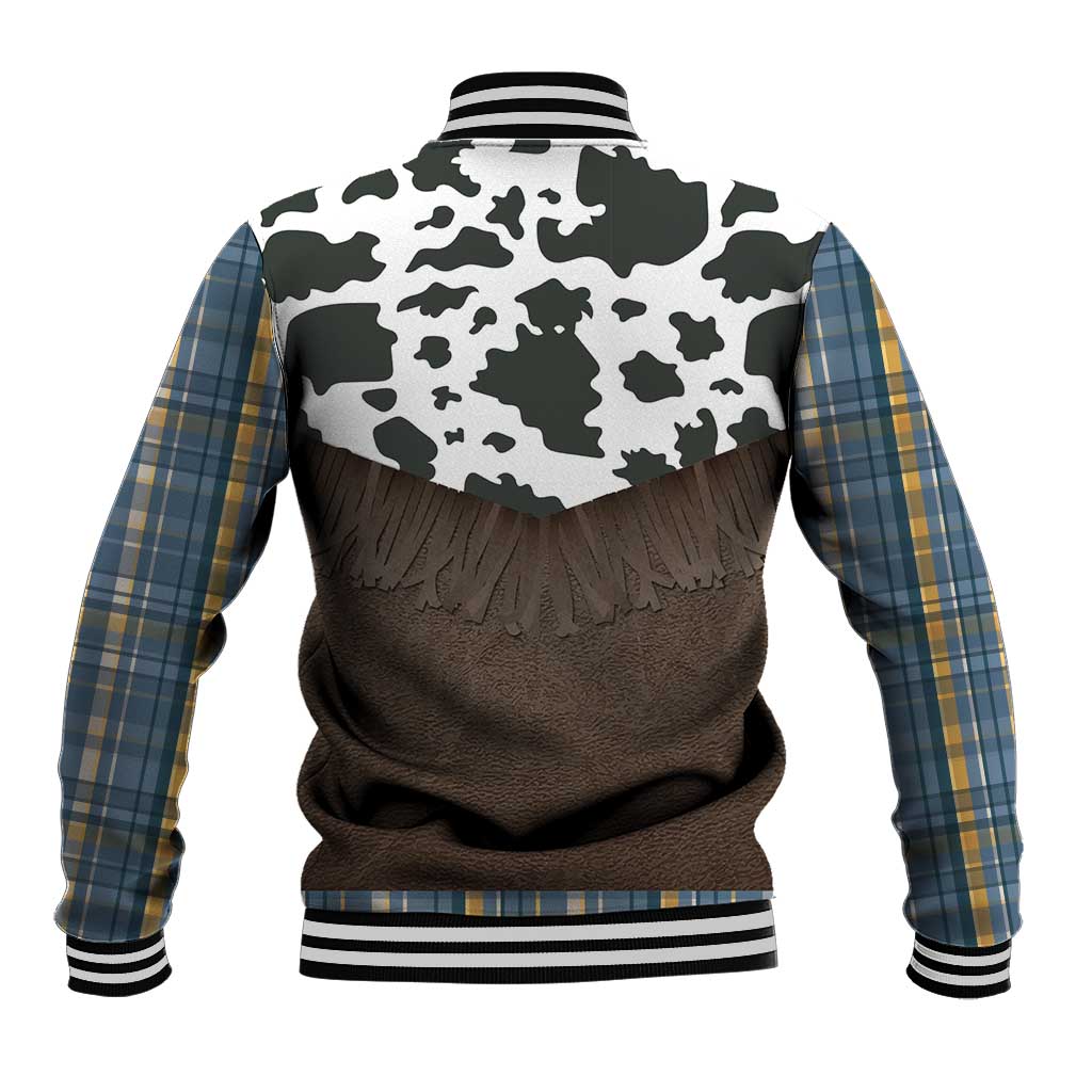 Cowboy Vest Costume Baseball Jacket Blue Yellow Plaid Pattern - Wonder Print Shop