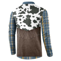 Cowboy Vest Costume Button Sweatshirt Blue Yellow Plaid Pattern - Wonder Print Shop