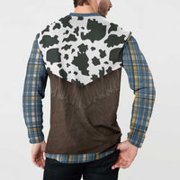 Cowboy Vest Costume Button Sweatshirt Blue Yellow Plaid Pattern - Wonder Print Shop