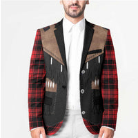 Western Cowboy Vest Style Blazer Black Red Plaid Pattern - Wonder Print Shop
