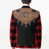 Western Cowboy Vest Style Blazer Black Red Plaid Pattern - Wonder Print Shop