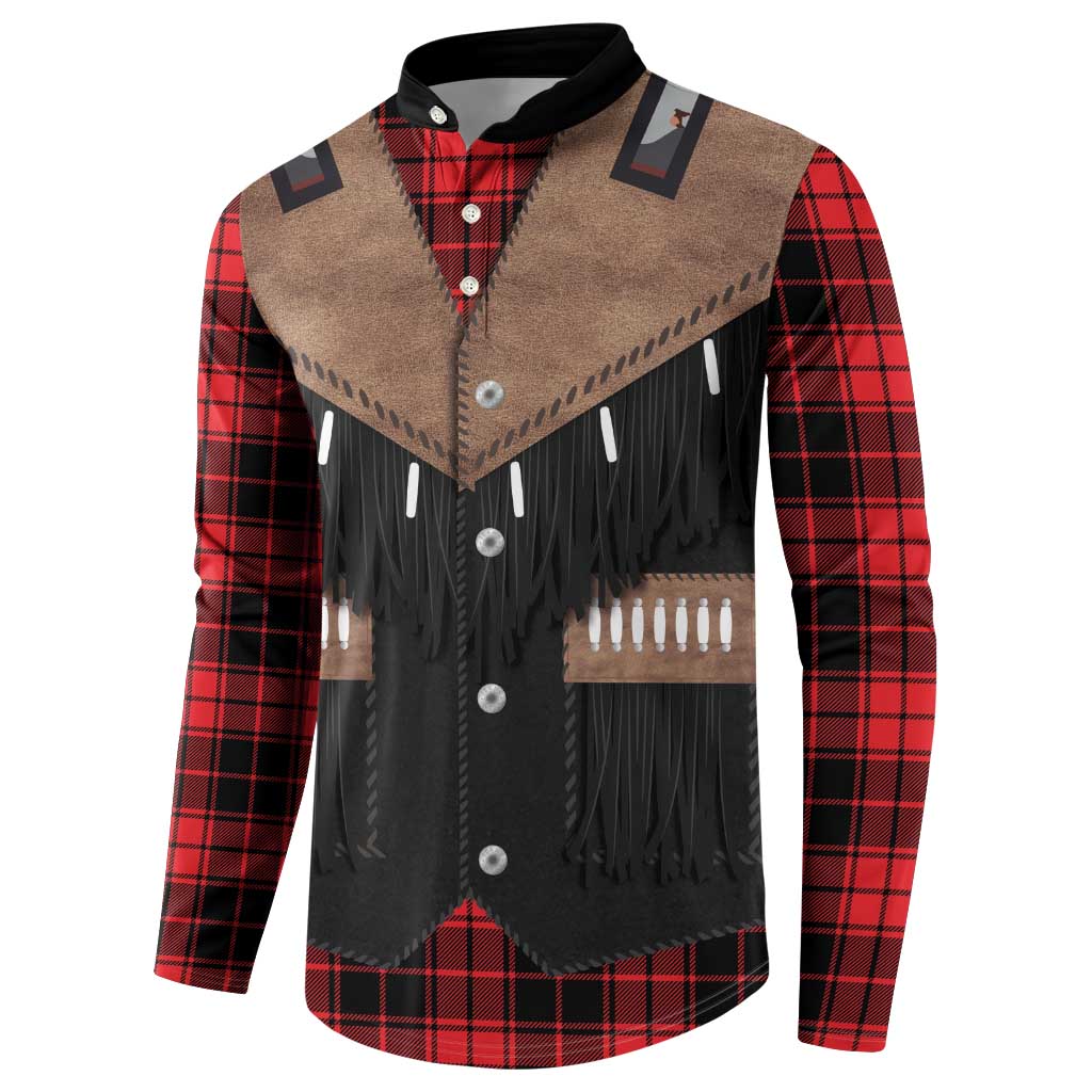 Western Cowboy Vest Style Button Sweatshirt Black Red Plaid Pattern - Wonder Print Shop