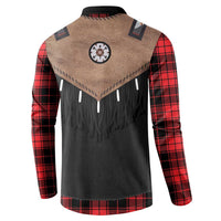 Western Cowboy Vest Style Button Sweatshirt Black Red Plaid Pattern - Wonder Print Shop
