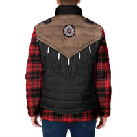 Western Cowboy Vest Style Padded Jacket Black Red Plaid Pattern - Wonder Print Shop