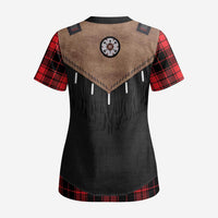 Western Cowboy Vest Style Scrub Top Black Red Plaid Pattern - Wonder Print Shop