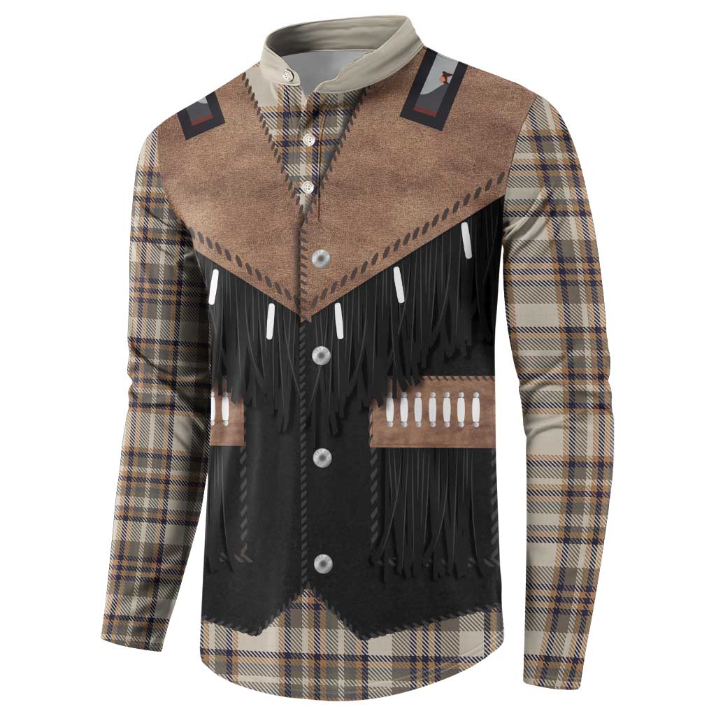 Western Cowboy Vest Style Button Sweatshirt Brown Beige Plaid Pattern - Wonder Print Shop