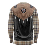 Western Cowboy Vest Style Long Sleeve Shirt Brown Beige Plaid Pattern - Wonder Print Shop