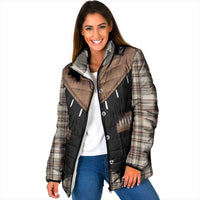 Western Cowboy Vest Style Padded Jacket Brown Beige Plaid Pattern - Wonder Print Shop