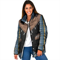 Western Cowboy Vest Style Padded Jacket Blue Yellow Plaid Pattern - Wonder Print Shop