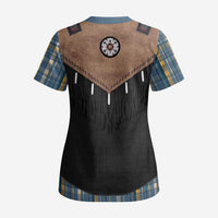 Western Cowboy Vest Style Scrub Top Blue Yellow Plaid Pattern - Wonder Print Shop