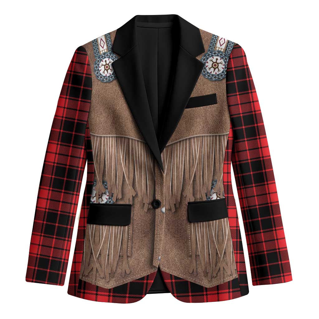 Retro Black Red Plaid Blazer Western Cowboy Vest Costume - Wonder Print Shop