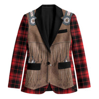 Retro Black Red Plaid Blazer Western Cowboy Vest Costume - Wonder Print Shop