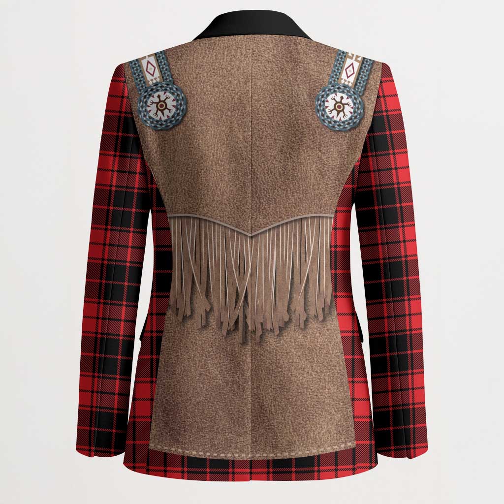 Retro Black Red Plaid Blazer Western Cowboy Vest Costume - Wonder Print Shop