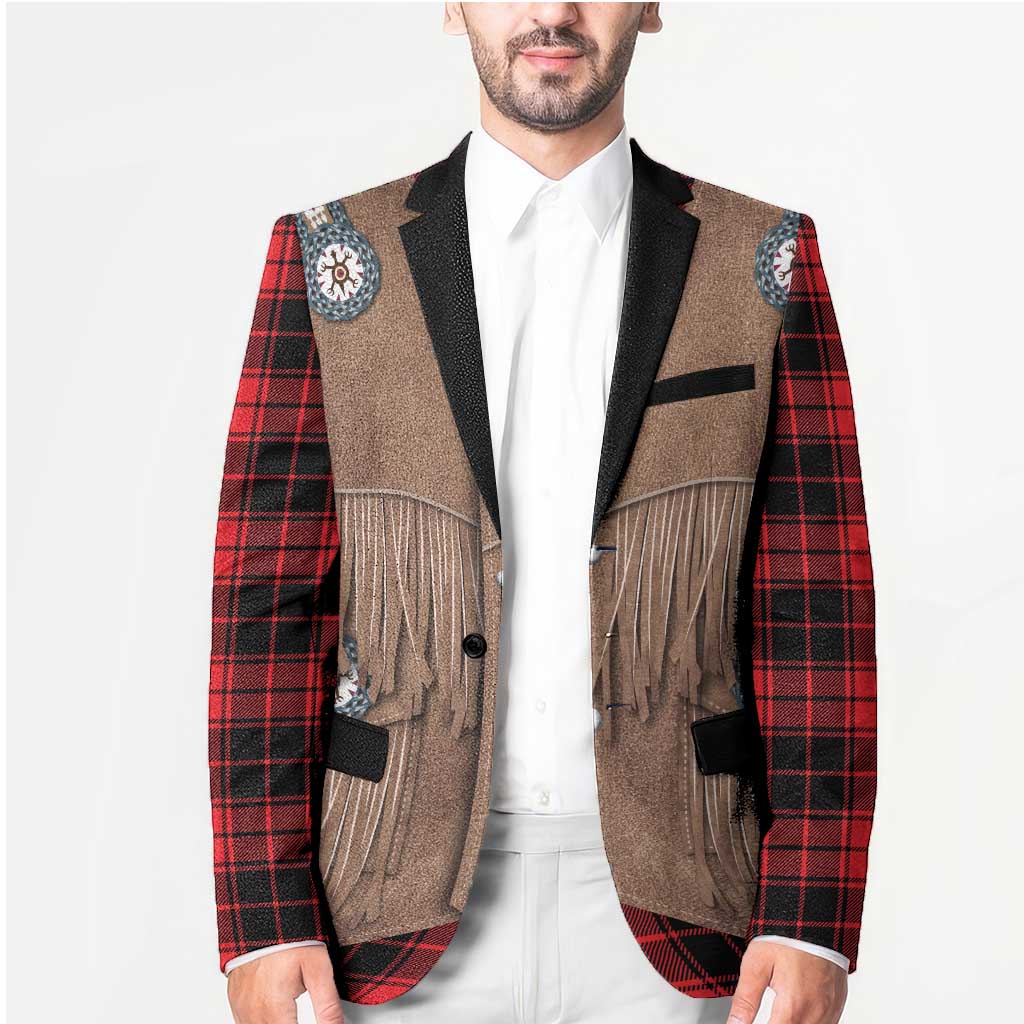 Retro Black Red Plaid Blazer Western Cowboy Vest Costume - Wonder Print Shop