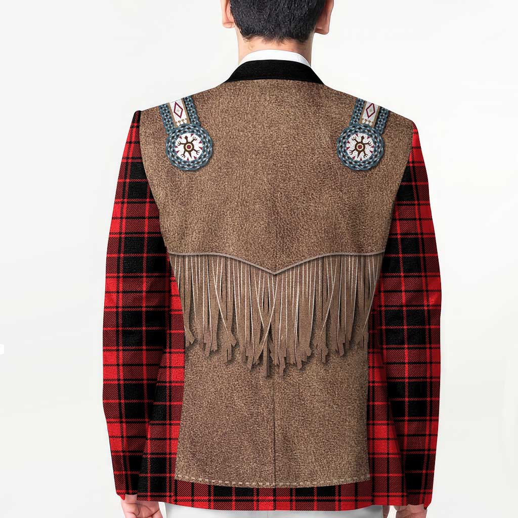 Retro Black Red Plaid Blazer Western Cowboy Vest Costume - Wonder Print Shop
