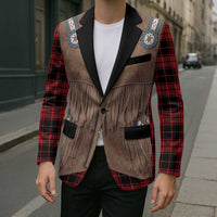 Retro Black Red Plaid Blazer Western Cowboy Vest Costume - Wonder Print Shop