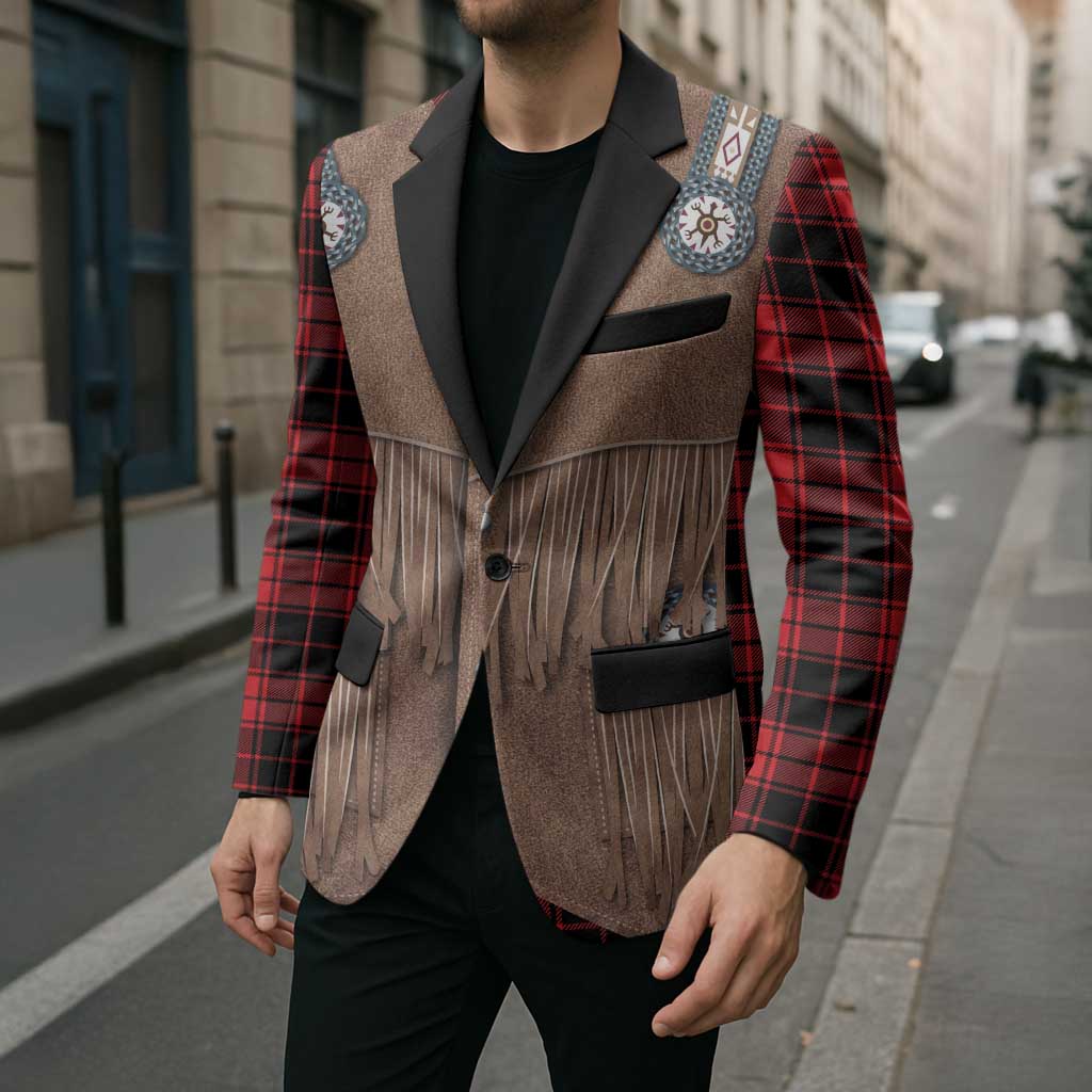 Retro Black Red Plaid Blazer Western Cowboy Vest Costume - Wonder Print Shop