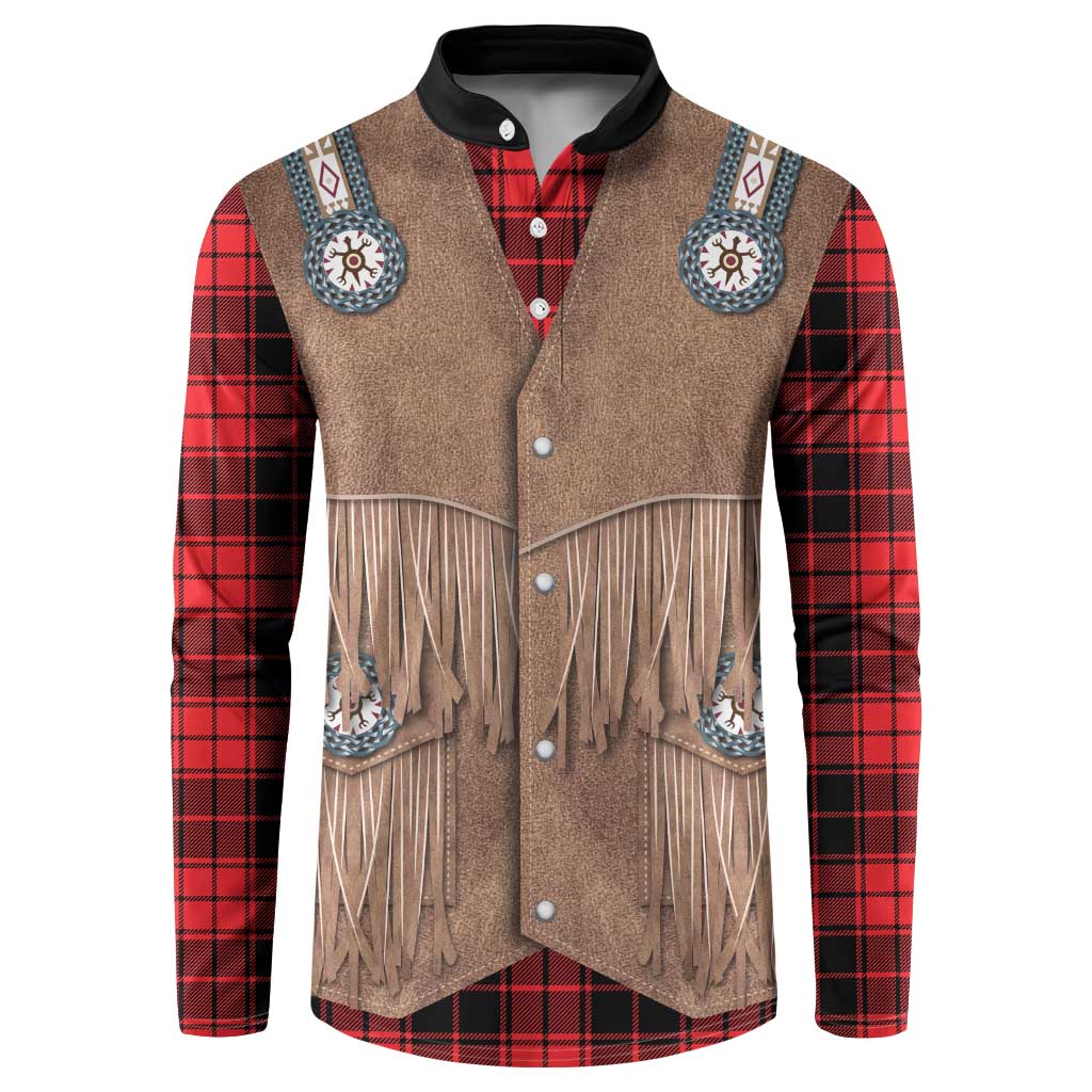 Retro Black Red Plaid Button Sweatshirt Western Cowboy Vest Costume - Wonder Print Shop