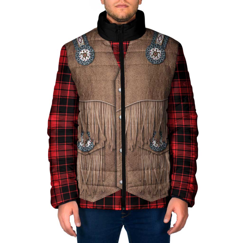 Retro Black Red Plaid Padded Jacket Western Cowboy Vest Costume - Wonder Print Shop