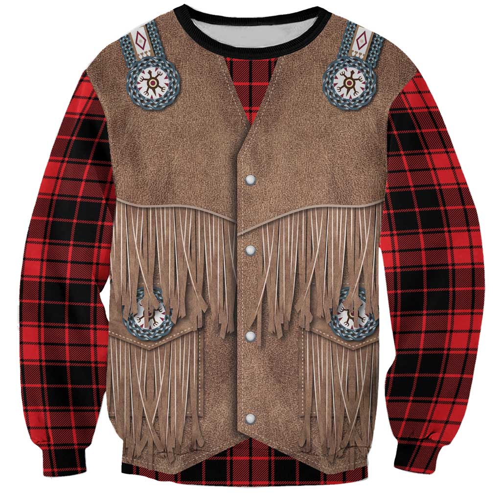 Retro Black Red Plaid Sweatshirt Western Cowboy Vest Costume - Wonder Print Shop