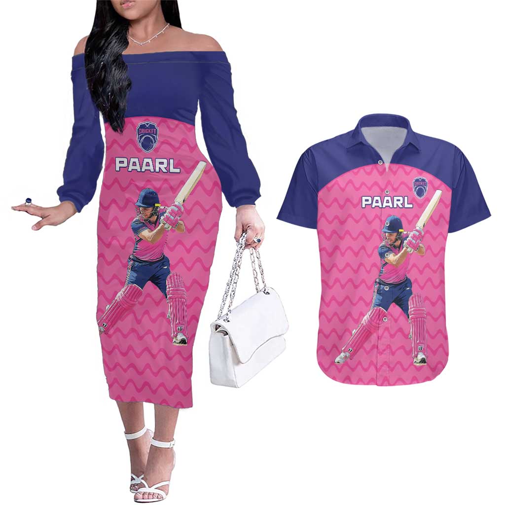 Custom South Africa Paarl Cricket Couples Matching Off The Shoulder Long Sleeve Dress and Hawaiian Shirt We Are Champions - Wonder Print Shop