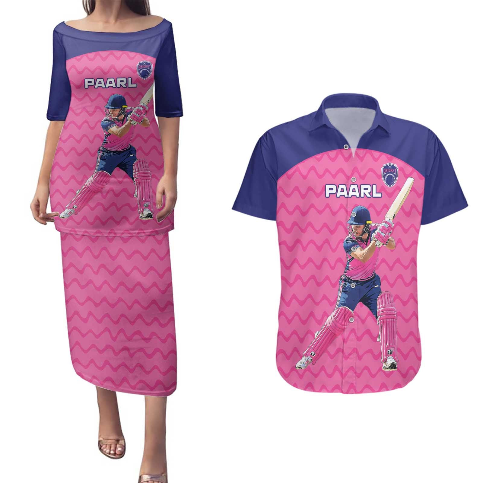 Custom South Africa Paarl Cricket Couples Matching Puletasi and Hawaiian Shirt We Are Champions - Wonder Print Shop