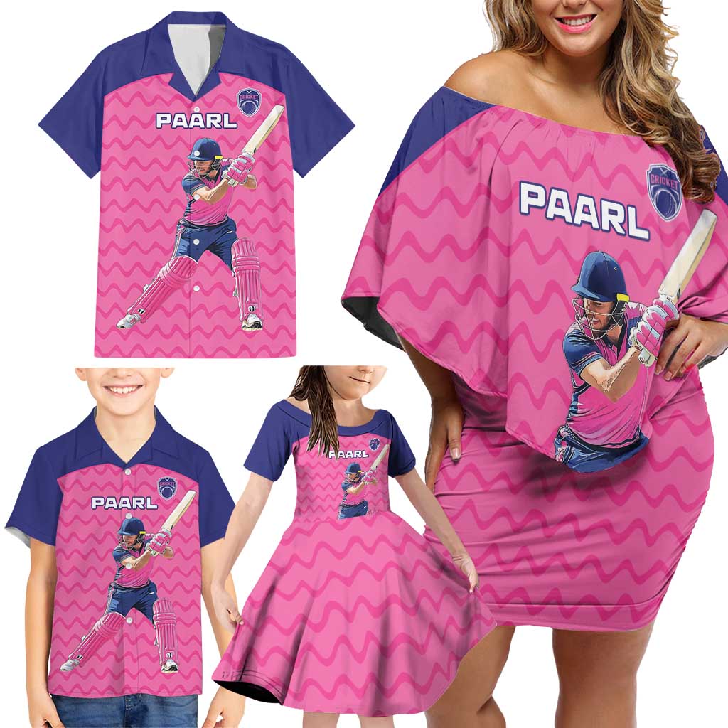 Custom South Africa Paarl Cricket Family Matching Off Shoulder Short Dress and Hawaiian Shirt We Are Champions - Wonder Print Shop