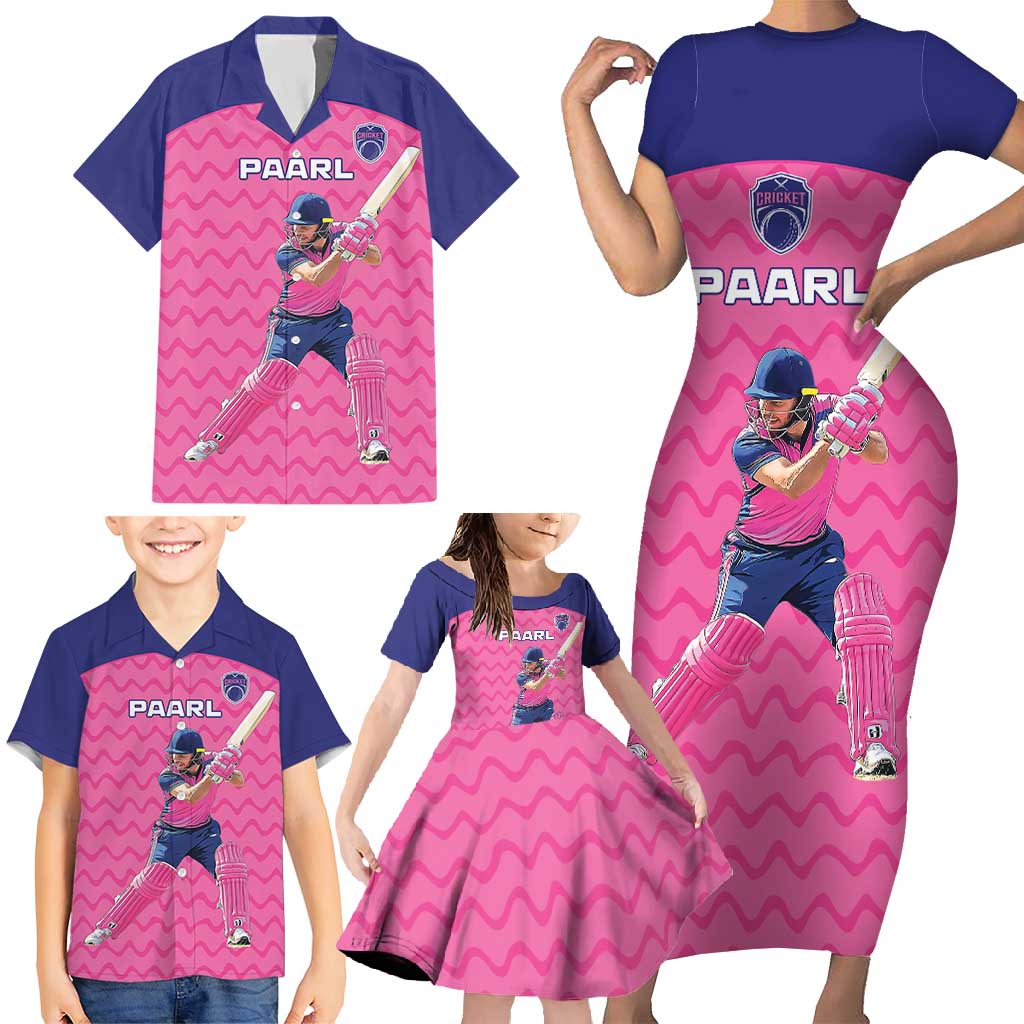 Custom South Africa Paarl Cricket Family Matching Short Sleeve Bodycon Dress and Hawaiian Shirt We Are Champions - Wonder Print Shop