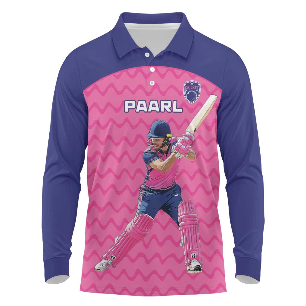 Custom South Africa Paarl Cricket Long Sleeve Polo Shirt We Are Champions - Wonder Print Shop