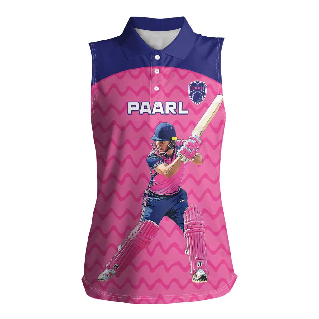 Custom South Africa Paarl Cricket Women Sleeveless Polo Shirt We Are Champions