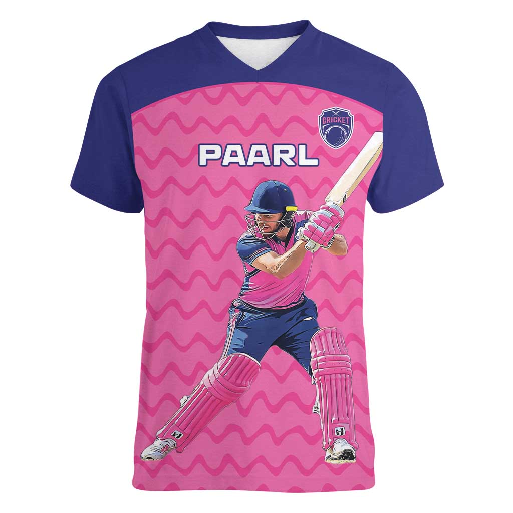 Custom South Africa Paarl Cricket Women V-Neck T-Shirt We Are Champions