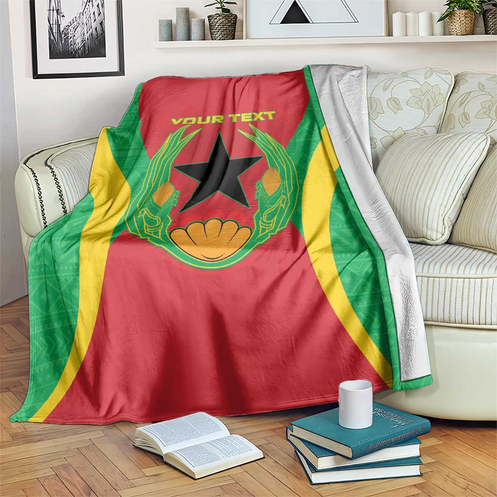 Cape Verde flag blanket, red with green/yellow bands and black star; custom "YOUR TEXT"