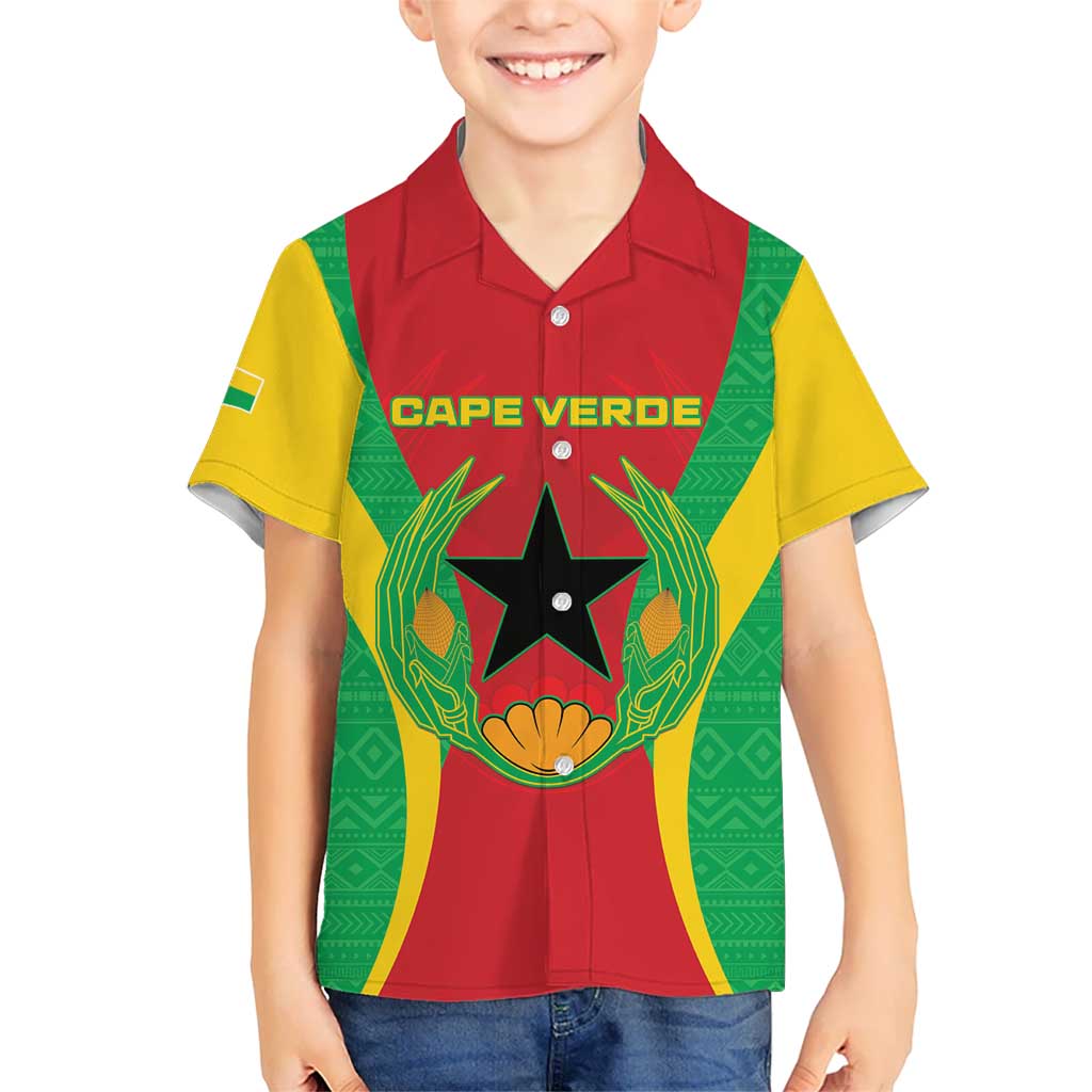 Personalised Cape Verde Kid Hawaiian Shirt National Flag Of Cape Verde 1975-1992 - Wonder Print Shop