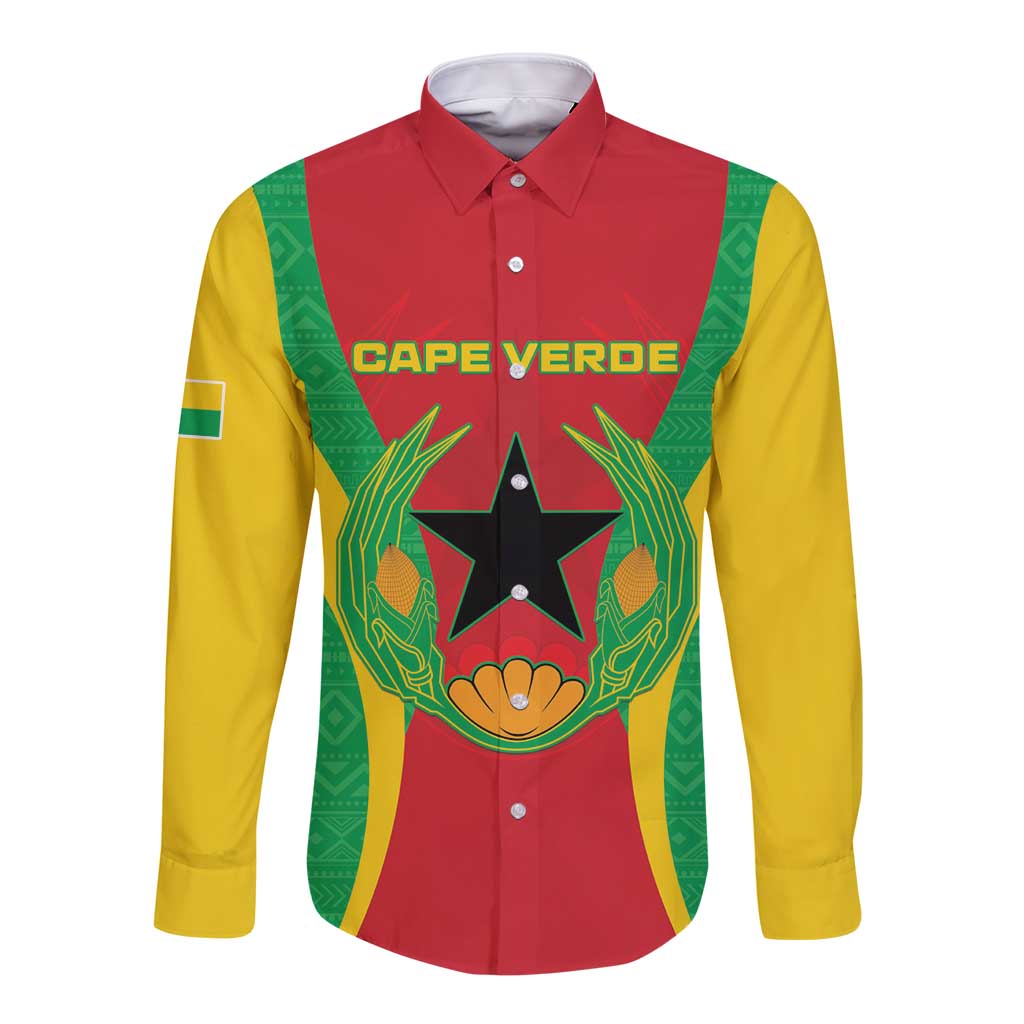 Personalised Cape Verde Long Sleeve Button Shirt National Flag Of Cape Verde 1975-1992 - Wonder Print Shop