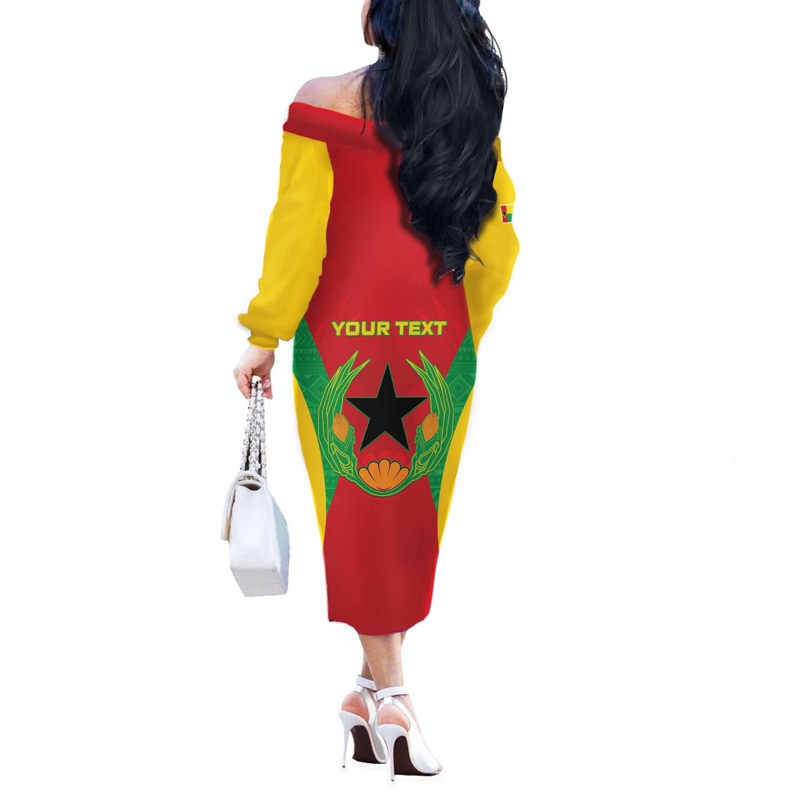 Personalised Cape Verde Off The Shoulder Long Sleeve Dress National Flag Of Cape Verde 1975-1992 - Wonder Print Shop