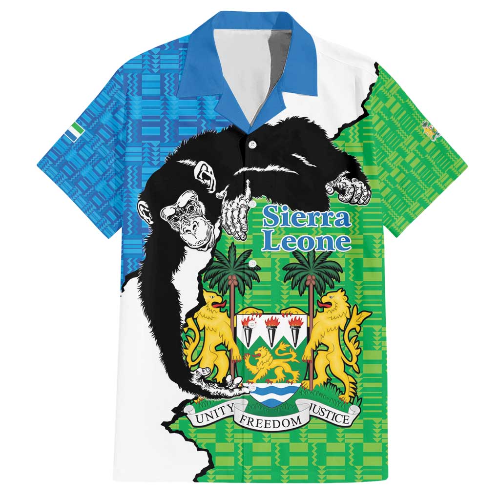 Personalised Sierra Leone Hawaiian Shirt Chimpanzee With Coat Of Arms - Wonder Print Shop