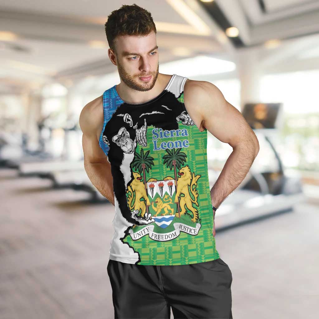 Personalised Sierra Leone Men Tank Top Chimpanzee With Coat Of Arms - Wonder Print Shop