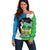 Personalised Sierra Leone Off Shoulder Sweater Chimpanzee With Coat Of Arms