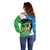 Personalised Sierra Leone Off Shoulder Sweater Chimpanzee With Coat Of Arms