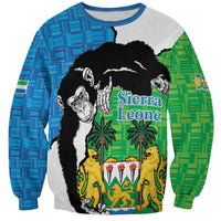 Personalized Sierra Leone crewneck sweatshirt with chimpanzee front graphic
