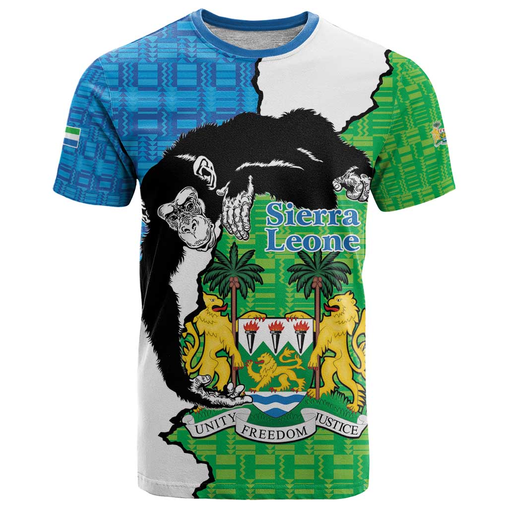 Personalised Sierra Leone T Shirt Chimpanzee With Coat Of Arms - Wonder Print Shop